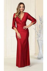 Christmas Dress in Red Stretch Jersey sheath Style For A Holiday Party - Red / 4