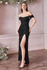 Cinderella Divine 7484 Off Shoulder Strapless Corset Bridesmaids Gown - BLACK / 2 - Dress