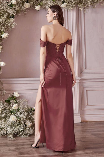 Cinderella Divine 7484 Off Shoulder Strapless Corset Bridesmaids Gown - Dress