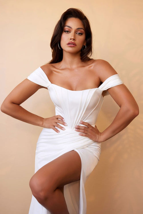 Cinderella Divine 7484 Off Shoulder Strapless Corset Bridesmaids Gown - Dress