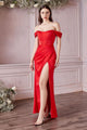 Cinderella Divine 7484 Off Shoulder Strapless Corset Bridesmaids Gown - RED / 2 - Dress