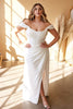 Cinderella Divine 7484B Sexy Off Shoulder Bustier Bridal Evening Gown - OFF WHITE / 18 - Dress