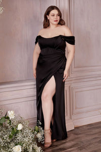 Cinderella Divine 7484C Plus Size Removable Off Shoulder Straps Dress - BLACK / 18 - Dress