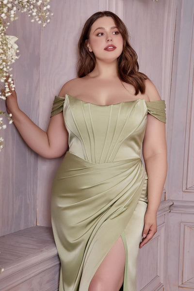 Cinderella Divine 7484C Plus Size Removable Off Shoulder Straps Dress - Dress
