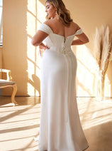 Off White Plus Size Wedding Dress Simple Bridal Gown Ladivine 7484WC