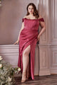 Cinderella Divine 7484C Plus Size Removable Off Shoulder Straps Dress - LIPS / 18 - Dress
