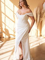 Off White Plus Size Wedding Dress Simple Bridal Gown Ladivine 7484WC