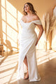 Cinderella Divine 7484C Plus Size Removable Off Shoulder Straps Dress - OFF WHITE / 18 - Dress