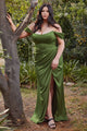 Cinderella Divine 7484C Plus Size Removable Off Shoulder Straps Dress - OLIVE / 18 - Dress