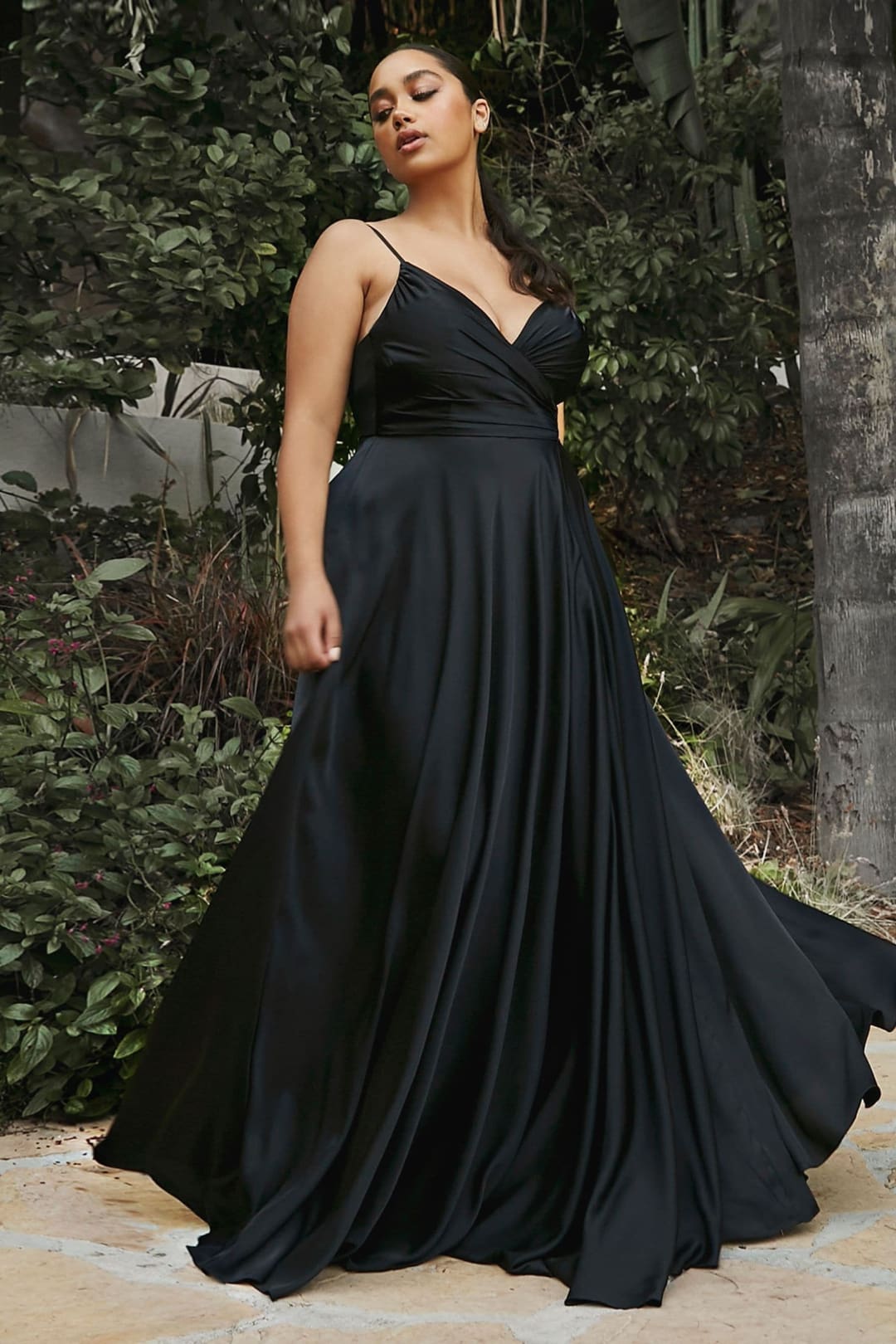 Cinderella Divine 7485 Sleeveless A-Line Bridesmaids Evening Gown - BLACK / 4 - Dress
