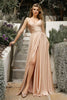 Cinderella Divine 7485 Sleeveless A-Line Bridesmaids Evening Gown - CHAMPAGNE / 4 - Dress
