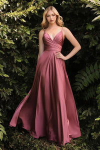 Cinderella Divine 7485 Sleeveless A-Line Bridesmaids Evening Gown - MAUVE ROSE / 4 - Dress