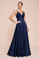 Cinderella Divine 7485 Sleeveless A-Line Bridesmaids Evening Gown - NAVY / 4 - Prom