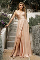 Cinderella Divine 7485 Sleeveless A-Line Bridesmaids Evening Gown - NUDE / 4 - Prom