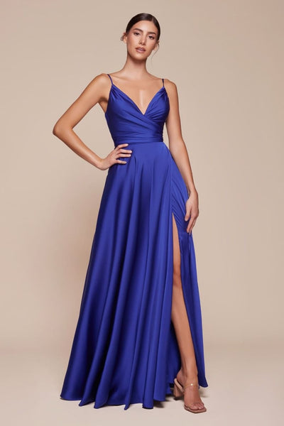 Cinderella Divine 7485 Sleeveless A-Line Bridesmaids Evening Gown - ROYAL / 4 - Prom