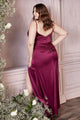 Cinderella Divine 7489 Wrapped Satin Bridesmaids Spaghetti Straps Dress - Dress