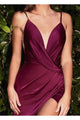 Cinderella Divine 7489 Wrapped Satin Bridesmaids Spaghetti Straps Dress - Dress
