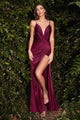 Cinderella Divine 7489 Wrapped Satin Bridesmaids Spaghetti Straps Dress - Dress