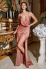 Cinderella Divine 7489 Wrapped Satin Bridesmaids Spaghetti Straps Dress - Dress