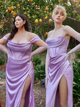 Cinderella Divine 7492 Formal Simple Slit Bridesmaids Evening Gown
