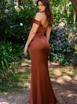 Cinderella Divine 7492 Formal Simple Slit Bridesmaids Evening Gown