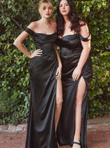Cinderella Divine 7492 Formal Simple Slit Bridesmaids Evening Gown