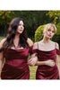 Cinderella Divine 7492 Formal Simple Slit Bridesmaids Evening Gown - BURGUNDY / 2 - Dress