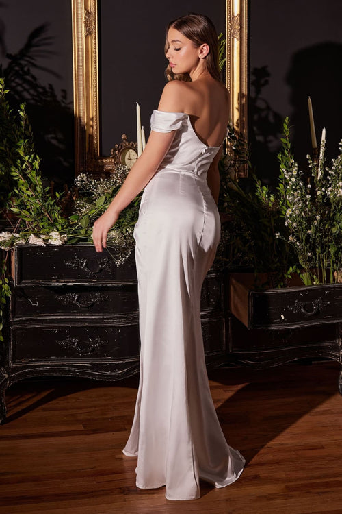 Cinderella Divine 7492B Simple Bustier Off White Long Bridal Dress - OFF WHITE / 2 - Dress