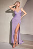 Cinderella Divine 7494 Simple Plus Size Long Satin Bridesmaids Dress - LAVENDER / 4 - Dress