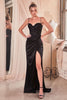 Cinderella Divine 7498 Simple Lace Up Bustier Prom Evening Gown - BLACK / 4 - Dress