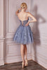 Cinderella Divine 9243 3D Floral Applique Short Sheer Bustier Dress - Dress