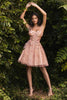 Cinderella Divine 9243 3D Floral Applique Short Sheer Bustier Dress - ROSE GOLD / XS - Dress