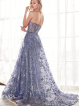 Cinderella Divine CB046 Glitter Floral Prom Gown