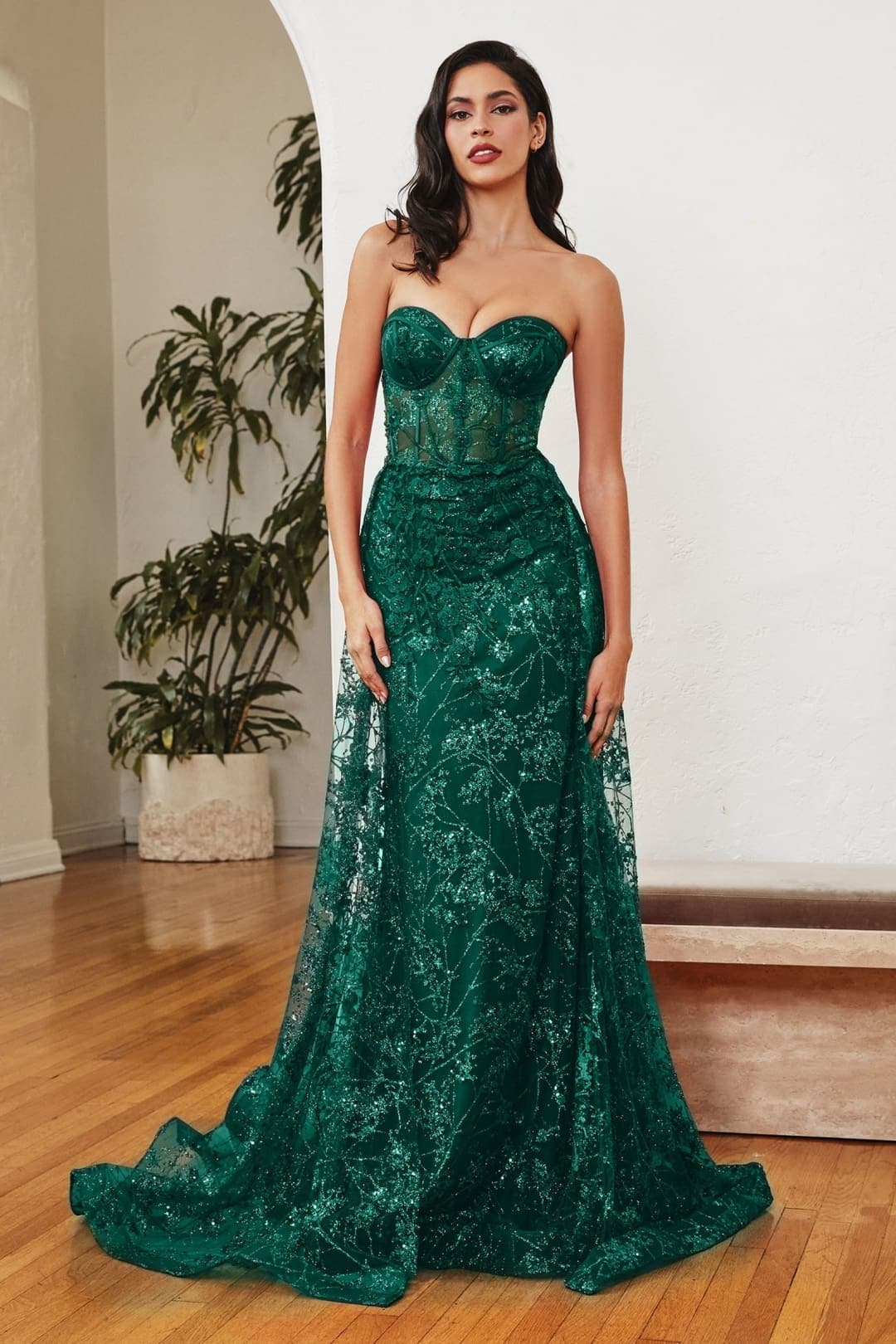 Buy Rare Edition Emerald green floral formal high low dress