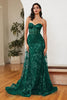 Cinderella Divine CB046 Glitter Floral Prom Gown - EMERALD GREEN / 2 - Dress