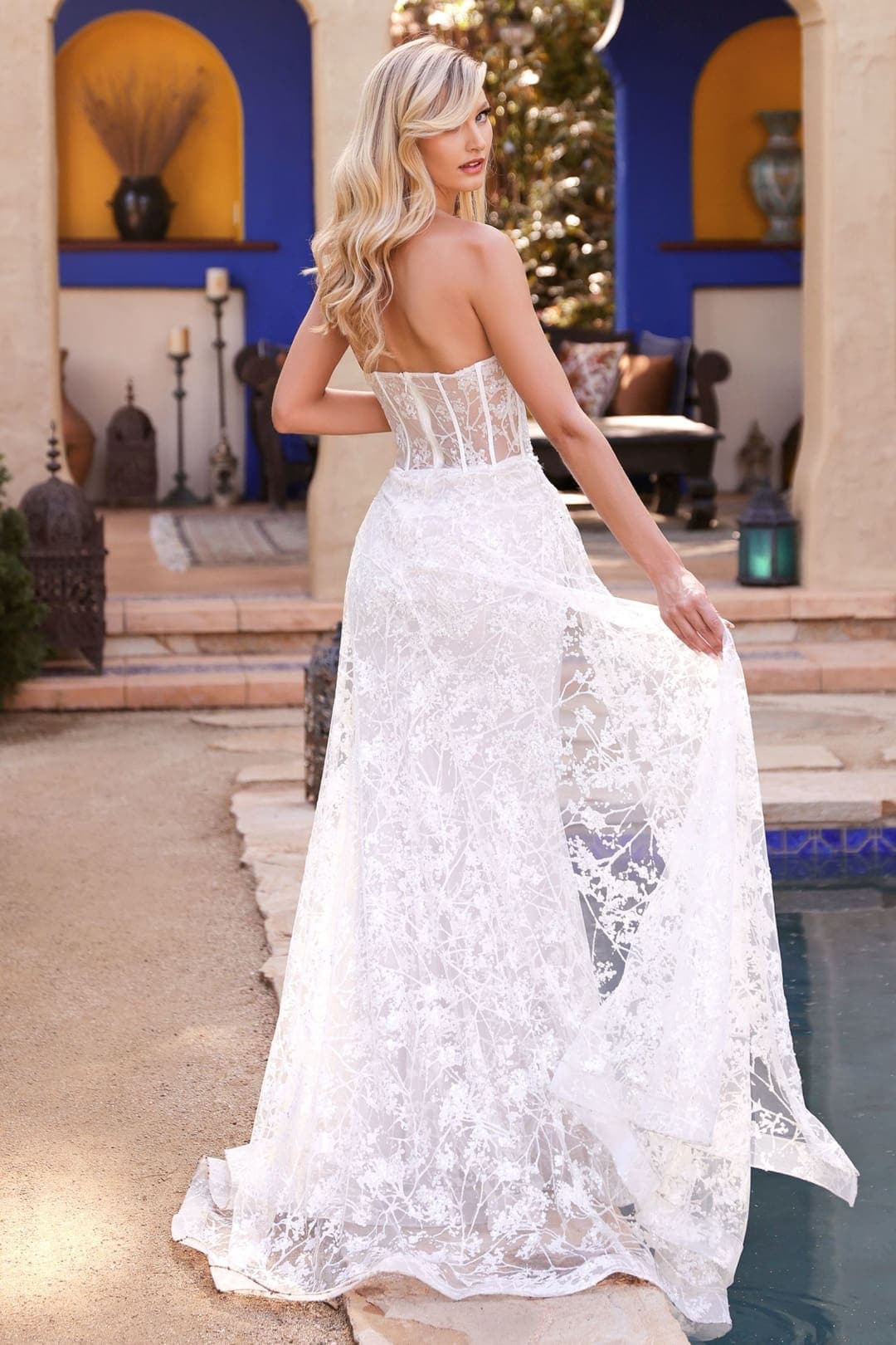 Cinderella Divine CB046WB Sheer Bodice Wedding Gown - Dress