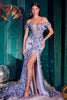 Cinderella Divine CC2164 3D Floral Applique Prom Gown - PARIS BLUE / 2 - Dress