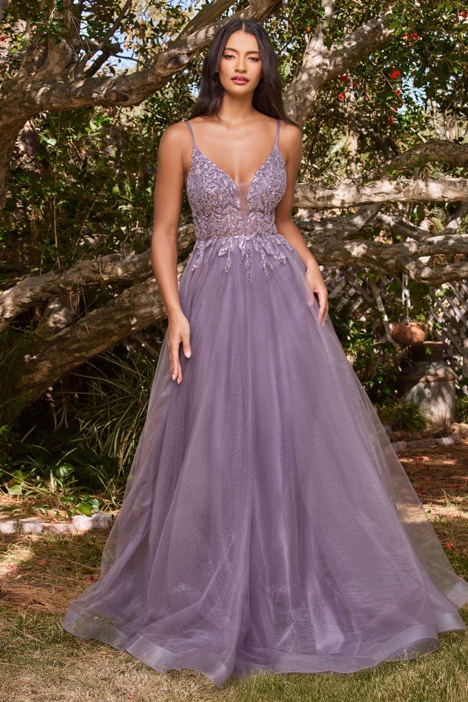 Cinderella Divine CD0154 A-line Pageant Embellished Gown - VIOLET / XXS - Dress