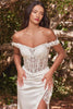 Cinderella Divine CD0186B Floral Applique Wedding Gown - Dress