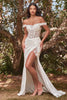 Cinderella Divine CD0186B Floral Applique Wedding Gown - OFF WHITE / XS - Dress