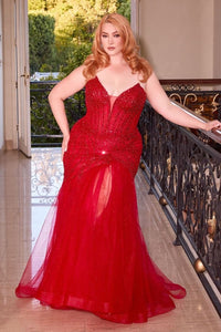 Cinderella Divine CD0214 Sexy Strapless Beaded Bustier Long Prom Dress - Dress