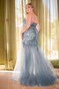 Cinderella Divine CD0214 Sexy Strapless Beaded Bustier Long Prom Dress - Dress