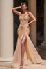 Cinderella Divine CD0214 Sexy Strapless Beaded Bustier Long Prom Dress - GOLD / 2 - Dress