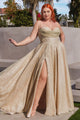 Cinderella Divine CD252 Glitter Long Prom Dress - Dress