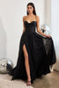 Cinderella Divine CD252 Glitter Long Prom Dress - BLACK / 6 - Dress