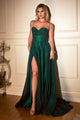 Cinderella Divine CD252 Glitter Long Prom Dress - EMERALD GREEN / 2 - Dress