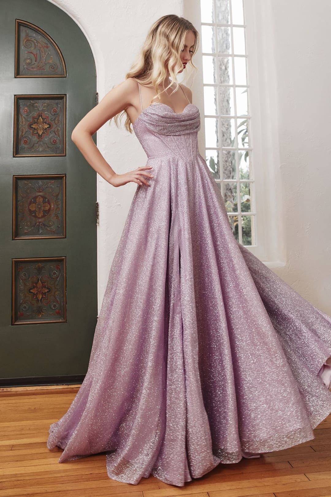 Cinderella Divine CD252 Glitter Long Prom Dress - LAVENDER / 2 - Dress