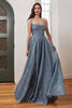 Cinderella Divine CD252 Glitter Long Prom Dress - SMOKY BLUE / 4 - Dress