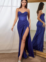 Cinderella Divine CD254 Glitter Cowl Prom Gown