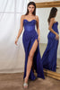 Cinderella Divine CD254 Glitter Cowl Prom Gown - ROYAL BLUE / 2 - Dress